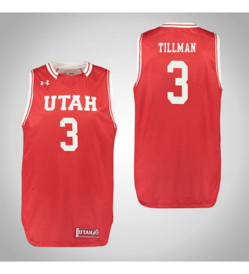 Donnie Tillman Utah Utes #3 Red stitched throwback college basketball jersey