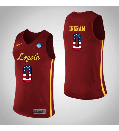 Loyola Chi Ramblers 0 Donte Ingram Usa Flag College Basketball Jersey Red | Stitched Jersey RTJS 3422