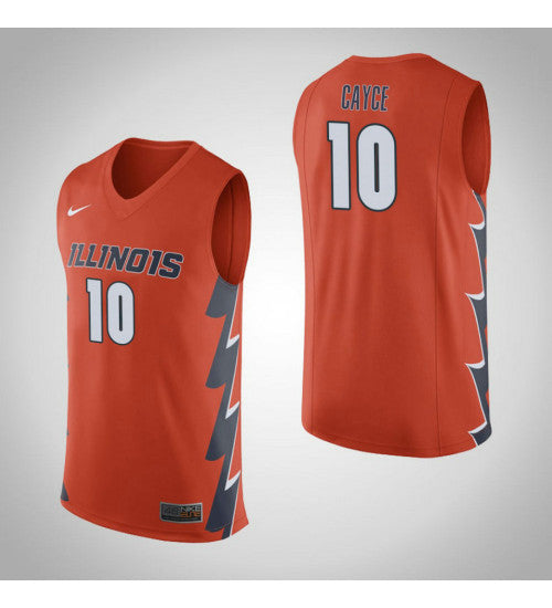 Illinois Fighting Illini 10 Drew Cayce College Basketball Jersey Orange stitched retro jersey