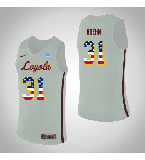 Loyola Chi Ramblers 31 Dylan Boehm Usa Flag College Basketball Jersey White | Stitched Jersey RTJS 3385