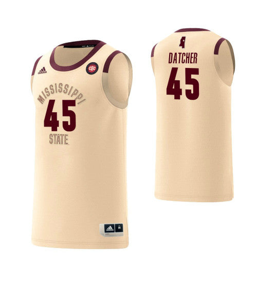 Mississippi State Bulldogs #45 Ej Datcher Harlem Renaissance College Basketball Jersey Cream stitched college jersey