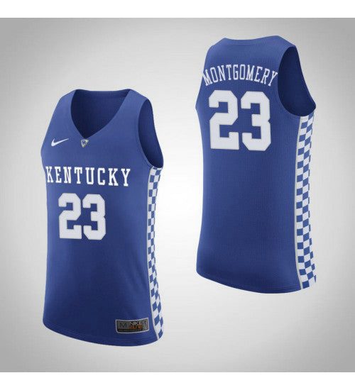 Kentucky Wildcats 23 Ej Montgomery Home College Basketball Jersey Royal stitched retro jersey