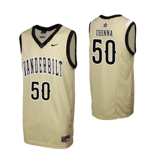 Vanderbilt Commodores Ejike Obinna College Basketball Jersey Gold | Stitched Jersey RTJS 6388