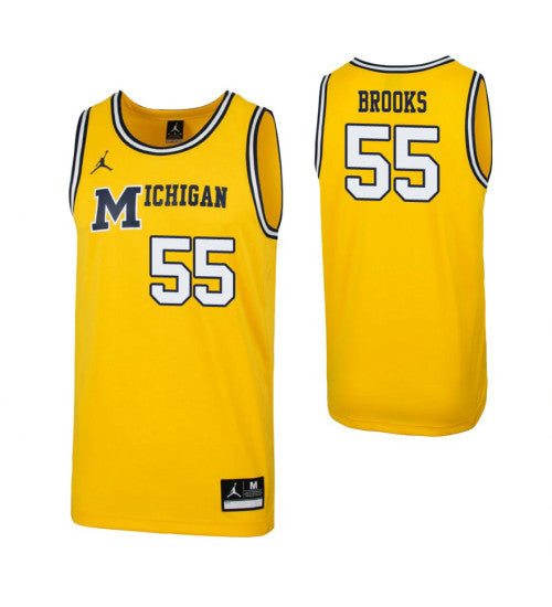 Michigan Wolverines #55 Eli Brooks 1989 Throwback College Basketball Jersey Maize stitched college jersey
