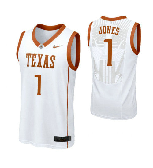 Texas Longhorns Andrew Jones #1 White stitched throwback college basketball jersey