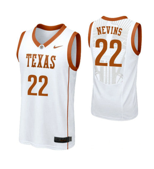 Texas Longhorns Blake Nevins #22 White stitched throwback college basketball jersey