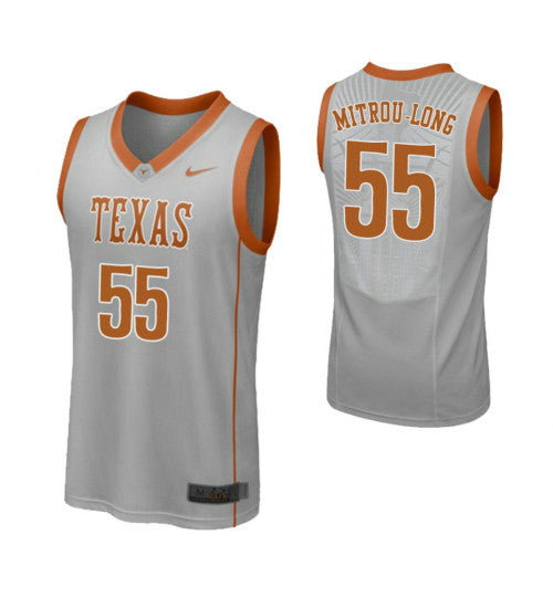 Texas Longhorns 55 Elijah Mitrou Long College Basketball Jersey Gray | Stitched Jersey RTJS 6825