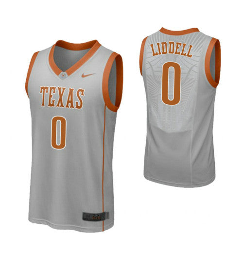 Texas Longhorns Gerald Liddell #0 Gray stitched throwback college basketball jersey