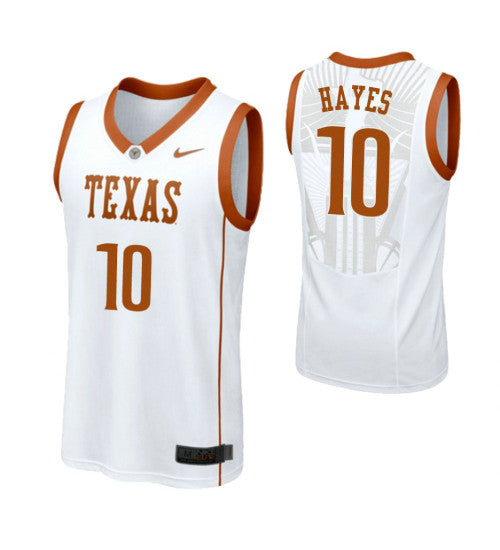 Texas Longhorns Jaxson Hayes #10 White stitched throwback college basketball jersey