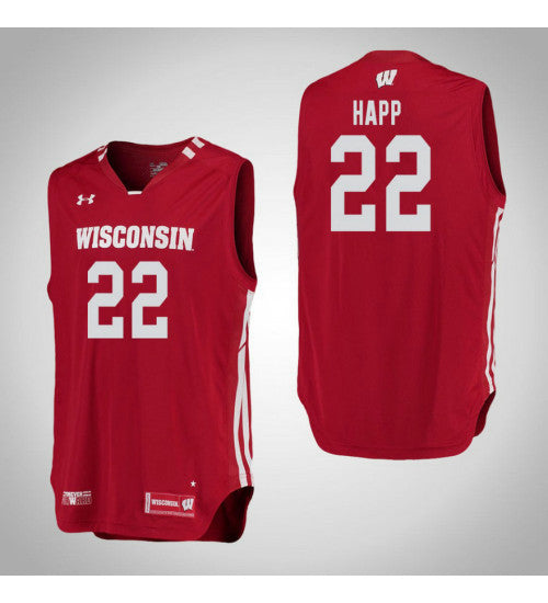 Wisconsin Badgers Ethan Happ #22 Red stitched throwback college basketball jersey