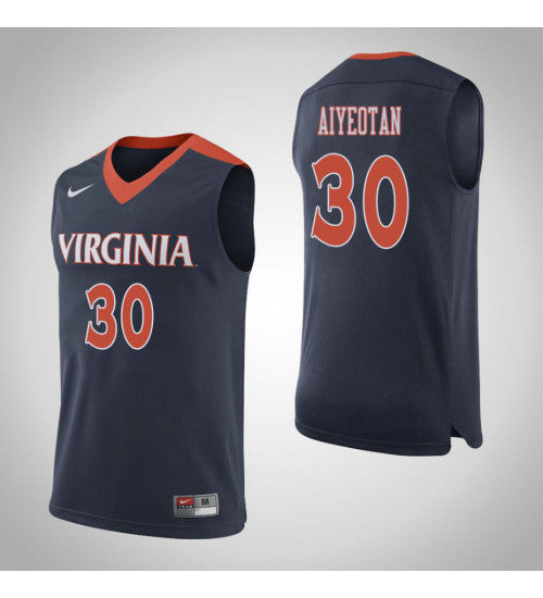 Virginia Cavaliers 30 Felicia Aiyeotan College Basketball Jersey Navy | Stitched Jersey RTJS 6214