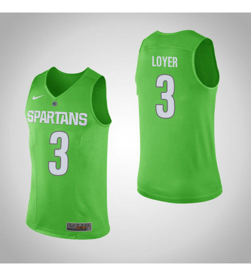 Michigan State Spartans 3 Foster Loyer College Basketball Jersey Green | Stitched Jersey RTJS 8798