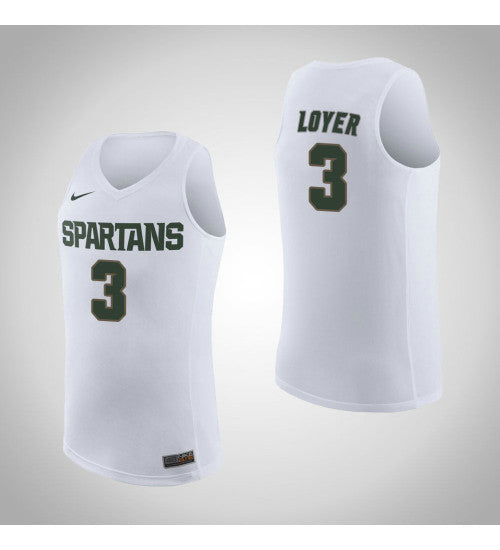 Michigan State Spartans #3 Foster Loyer Road College Basketball Jersey White stitched college jersey