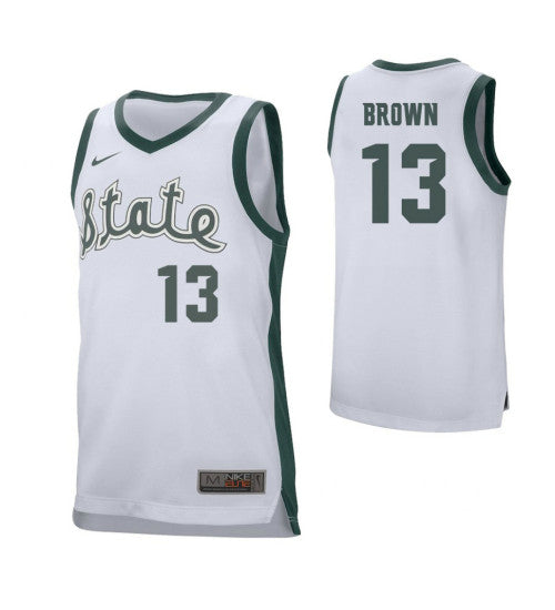 Michigan State Spartans #13 Gabe Brown College Basketball Jersey White stitched college jersey