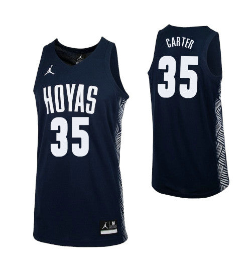 Georgetown Hoyas 35 Grayson Carter College Basketball Jersey Navy stitched retro jersey