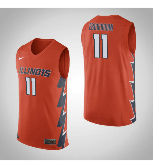 Illinois Fighting Illini 11 Greg Eboigbodin College Basketball Jersey Orange | Stitched Jersey RTJS 4239