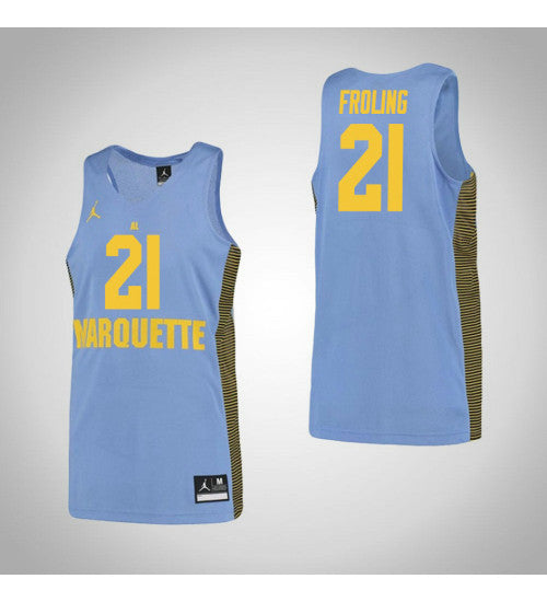 Marquette Golden Eagles 21 Harry Froling College Basketball Jersey Blue stitched retro jersey