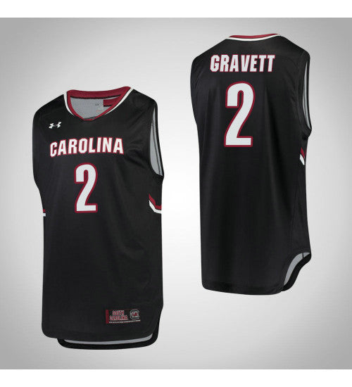 South Carolina Gamecocks Hassani Gravett #2 Black stitched throwback college basketball jersey