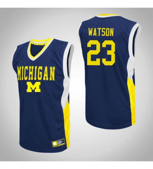 Michigan Wolverines 23 Ibi Watson Fadeaway College Basketball Jersey Blue | Stitched Jersey RTJS 8555