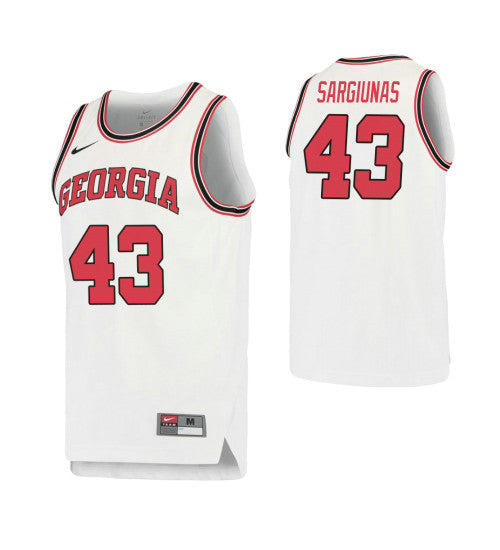 Georgia Bulldogs 43 Ignas Sargiunas Retro Performance College Basketball Jersey White stitched retro jersey