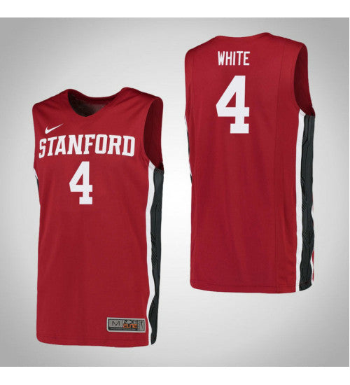 White Red Stanford Isaac #4 White stitched throwback college basketball jersey