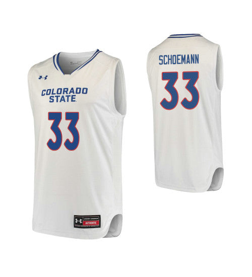 Colorado State Rams 33 Jack Schoemann College Basketball Jersey White stitched basketball jersey for game day fanwear