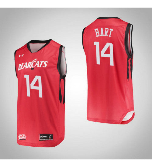 Cincinnati Bearcats 14 Jackson Bart College Basketball Jersey Red stitched basketball jersey for game day fanwear