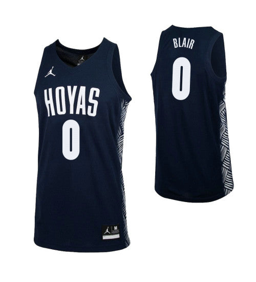 Georgetown Hoyas 0 Jahvon Blair College Basketball Jersey Navy stitched retro jersey