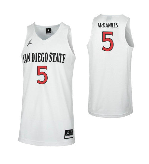 San Diego State Aztecs Jalen Mcdaniels #5 White stitched throwback college basketball jersey