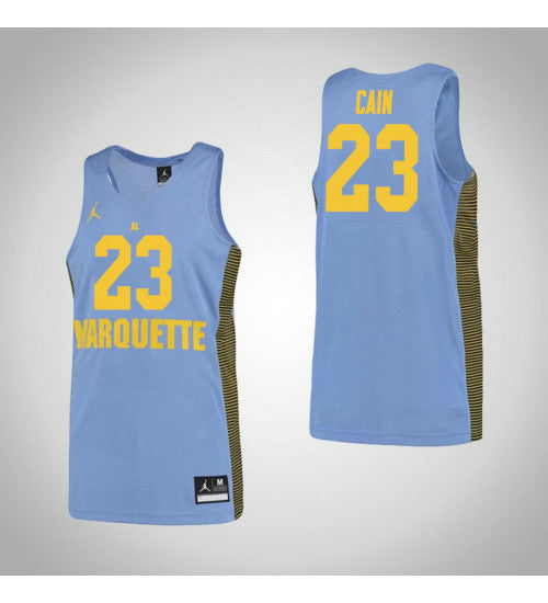 Marquette Golden Eagles 23 Jamal Cain College Basketball Jersey Blue | Stitched Jersey RTJS 3258