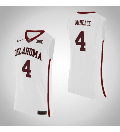 Oklahoma Sooners 4 Jamuni Mcneace College Basketball Jersey White | Stitched Jersey RTJS 7614