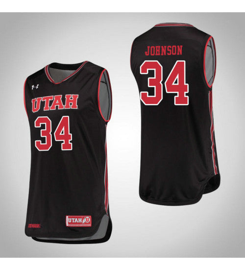 Jayce Johnson Utah Utes #34 Black stitched throwback college basketball jersey