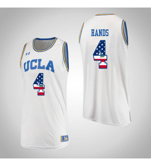 UCLA Bruins Jaylen Hands USA Flag #4 White stitched throwback college basketball jersey
