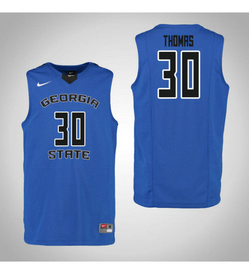 Georgia State Panthers 30 Jeff Thomas College Basketball Jersey Blue | Stitched Jersey RTJS 4390