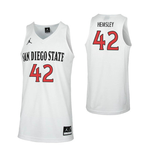 San Diego State Aztecs Jeremy Hemsley #42 White stitched throwback college basketball jersey