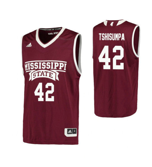 Mississippi State Bulldogs #42 Jethro Tshisumpa College Basketball Jersey Maroon stitched college jersey