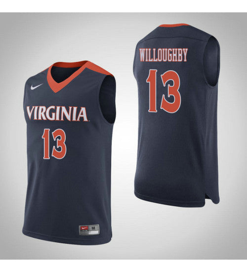 Jocelyn Willoughby Virginia Cavaliers #13 Navy stitched throwback college basketball jersey