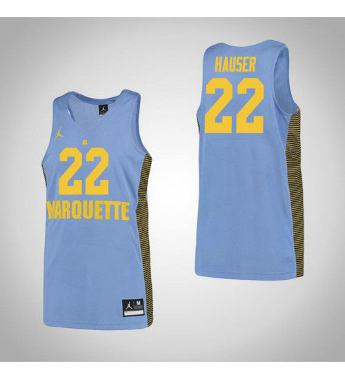 Marquette Golden Eagles 22 Joey Hauser College Basketball Jersey Blue stitched retro jersey