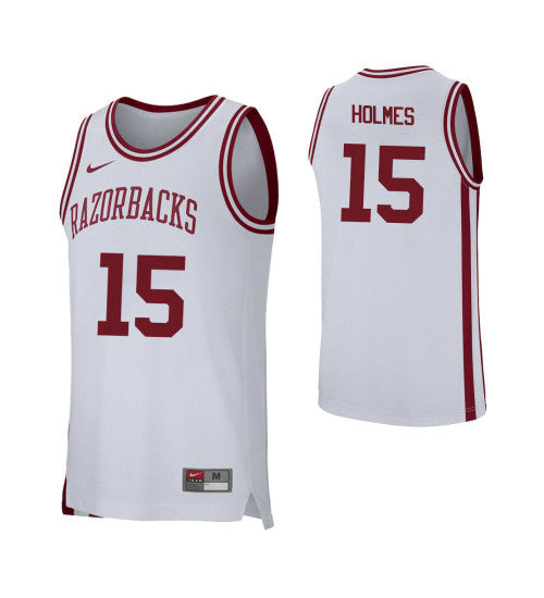Arkansas Razorbacks 15 Jonathan Holmes College Basketball Jersey White | Stitched Jersey RTJS 5465