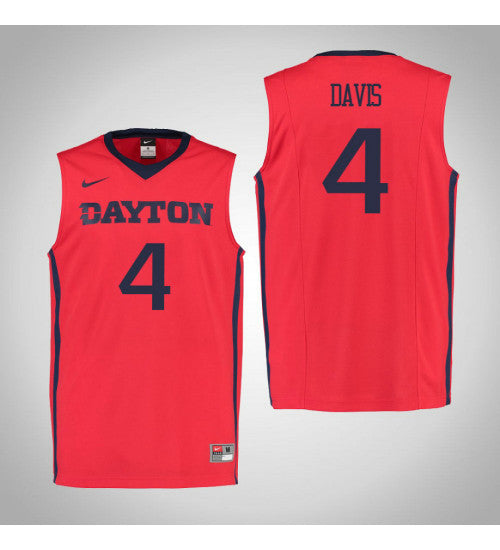 Dayton Flyers 4 Jordan Davis College Basketball Jersey Red 952 stitched basketball jersey for game day fanwear
