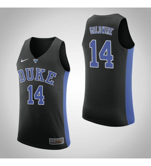 Duke Blue Devils 14 Jordan Goldwire College Basketball Jersey Black stitched basketball jersey for game day fanwear