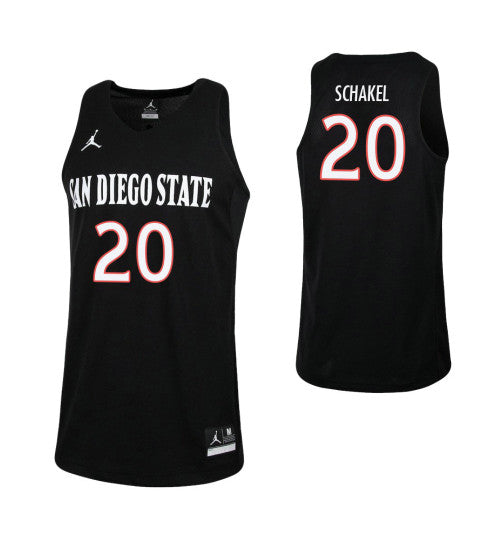 San Diego State Aztecs Jordan Schakel #20 Black stitched throwback college basketball jersey