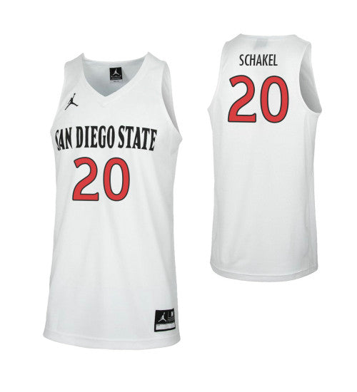 San Diego State Aztecs 20 Jordan Schakel College Basketball Jersey White | Stitched Jersey RTJS 7289