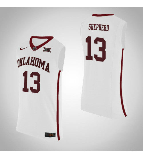 Oklahoma Sooners #13 Jordan Shepherd College Basketball Jersey White stitched college jersey