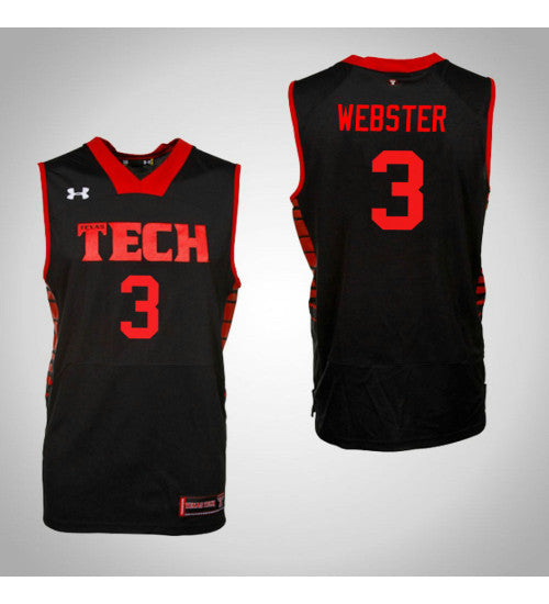 Texas Tech Red Raiders 3 Josh Webster College Basketball Jersey Black | Stitched Jersey RTJS 6781