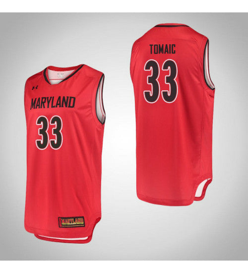 Maryland Terrapins 33 Joshua Tomaic College Basketball Jersey Red | Stitched Jersey RTJS 3202