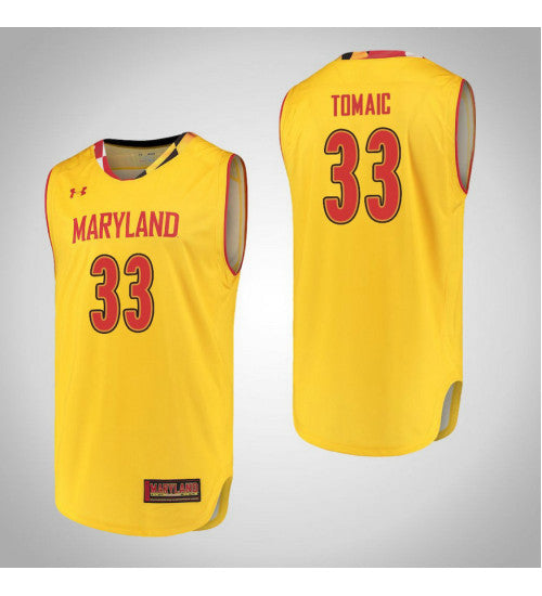 Maryland Terrapins 33 Joshua Tomaic College Basketball Jersey Yellow | Stitched Jersey RTJS 3201