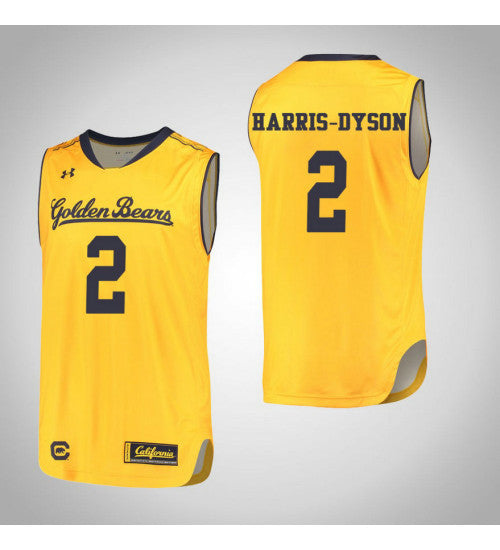 California Golden Bears 2 Juhwan Harris Dyson College Basketball Jersey Gold 635 stitched basketball jersey for game day