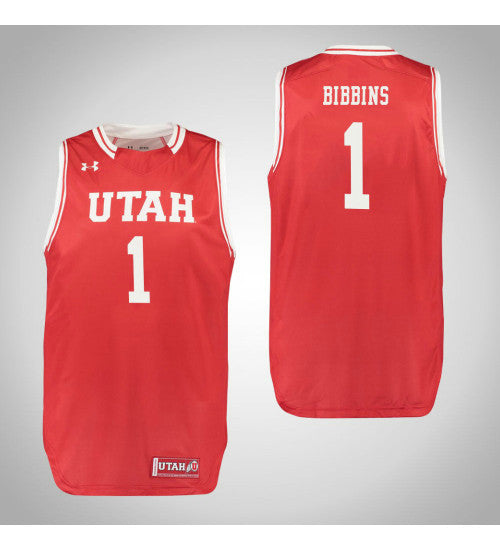 Justin Bibbins Utah Utes #1 Red stitched throwback college basketball jersey