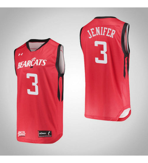 Cincinnati Bearcats 3 Justin Jenifer College Basketball Jersey Red stitched basketball jersey for game day fanwear